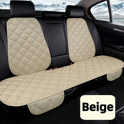 Universal Fit Plush Car Seat Cushion With Storage Pocket- Non-Slip Rubber Bottom, Soft Rectangular Seat Protector For Trucks, Cars, SUVs, Home & Office Chairs- Lightweight, All-Season Comfort