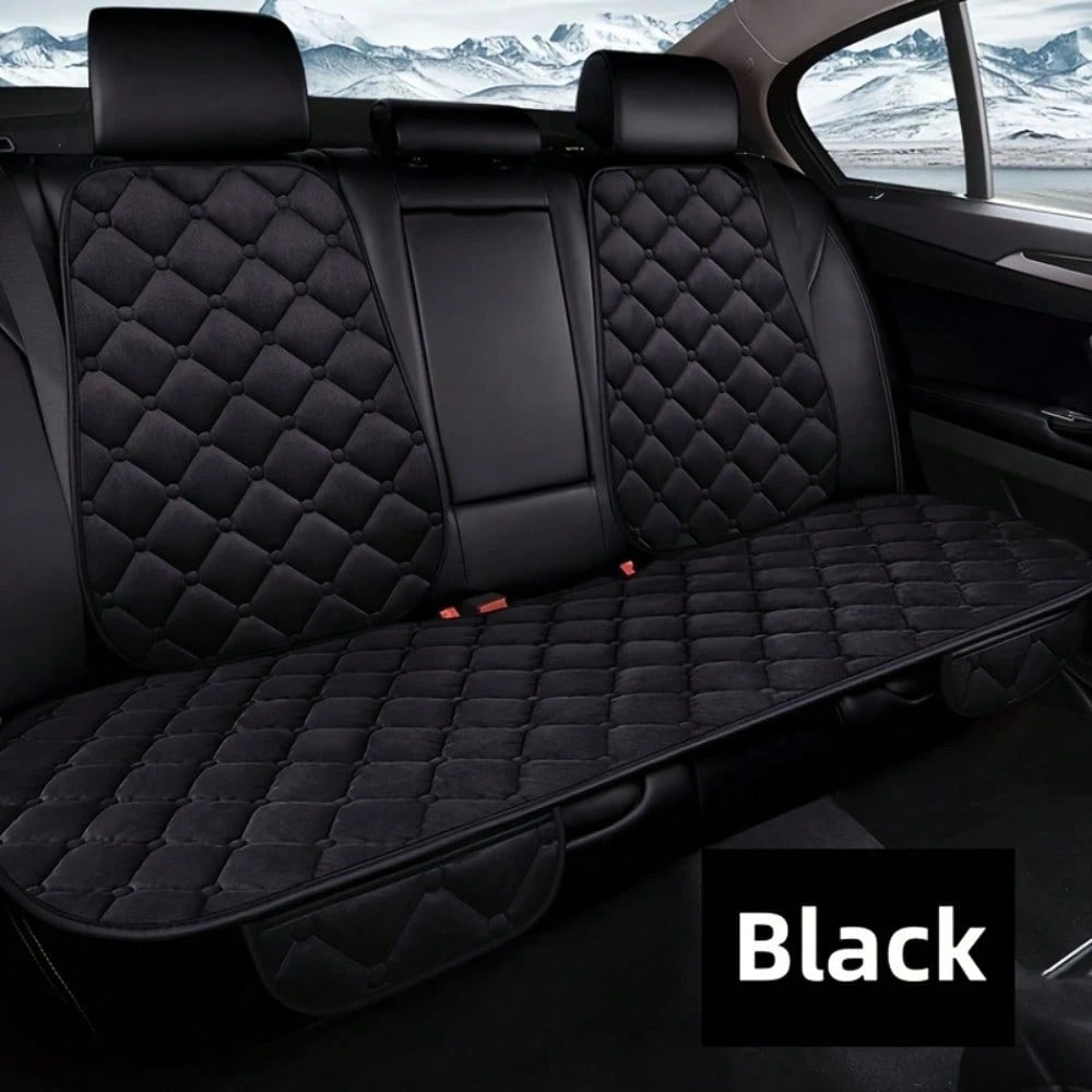 Universal Fit Plush Car Seat Cushion With Storage Pocket- Non-Slip Rubber Bottom, Soft Rectangular Seat Protector For Trucks, Cars, SUVs, Home & Office Chairs- Lightweight, All-Season Comfort