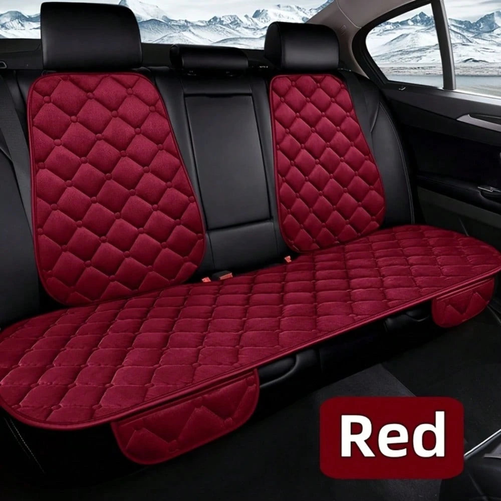 Universal Fit Plush Car Seat Cushion With Storage Pocket- Non-Slip Rubber Bottom, Soft Rectangular Seat Protector For Trucks, Cars, SUVs, Home & Office Chairs- Lightweight, All-Season Comfort
