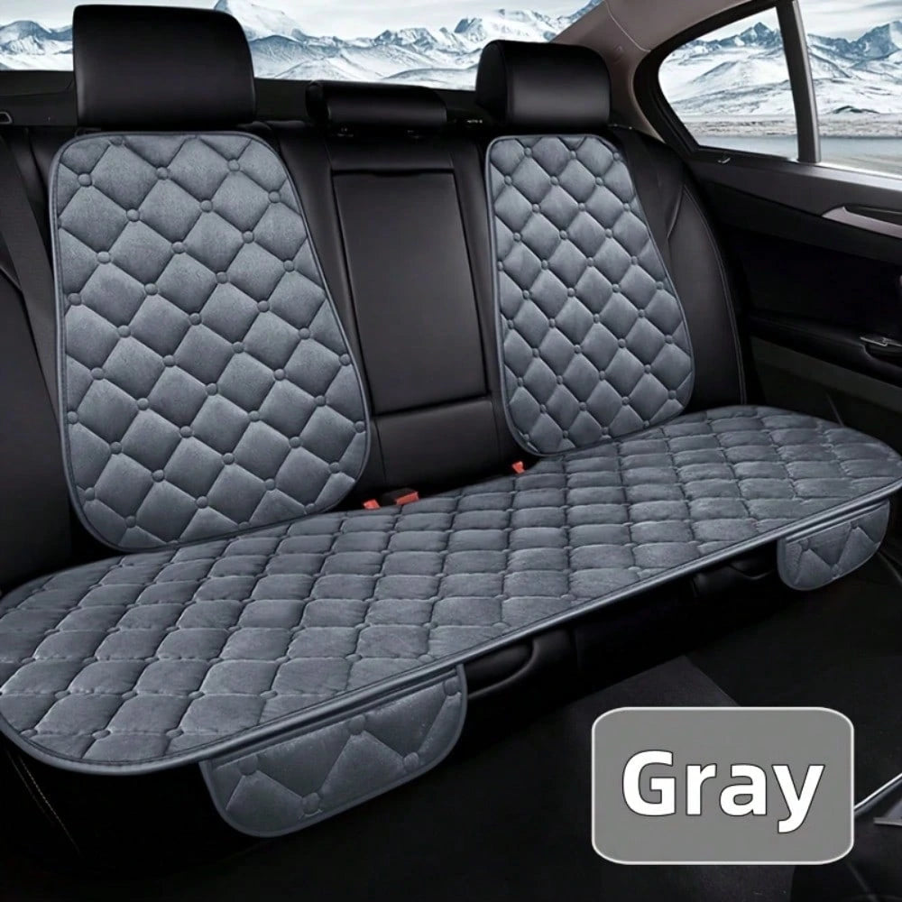 Universal Fit Plush Car Seat Cushion With Storage Pocket- Non-Slip Rubber Bottom, Soft Rectangular Seat Protector For Trucks, Cars, SUVs, Home & Office Chairs- Lightweight, All-Season Comfort