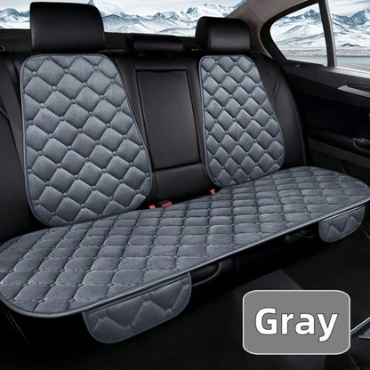 Universal Fit Plush Car Seat Cushion With Storage Pocket- Non-Slip Rubber Bottom, Soft Rectangular Seat Protector For Trucks, Cars, SUVs, Home & Office Chairs- Lightweight, All-Season Comfort