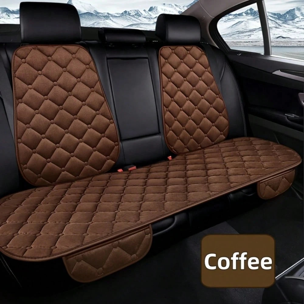 Universal Fit Plush Car Seat Cushion With Storage Pocket- Non-Slip Rubber Bottom, Soft Rectangular Seat Protector For Trucks, Cars, SUVs, Home & Office Chairs- Lightweight, All-Season Comfort