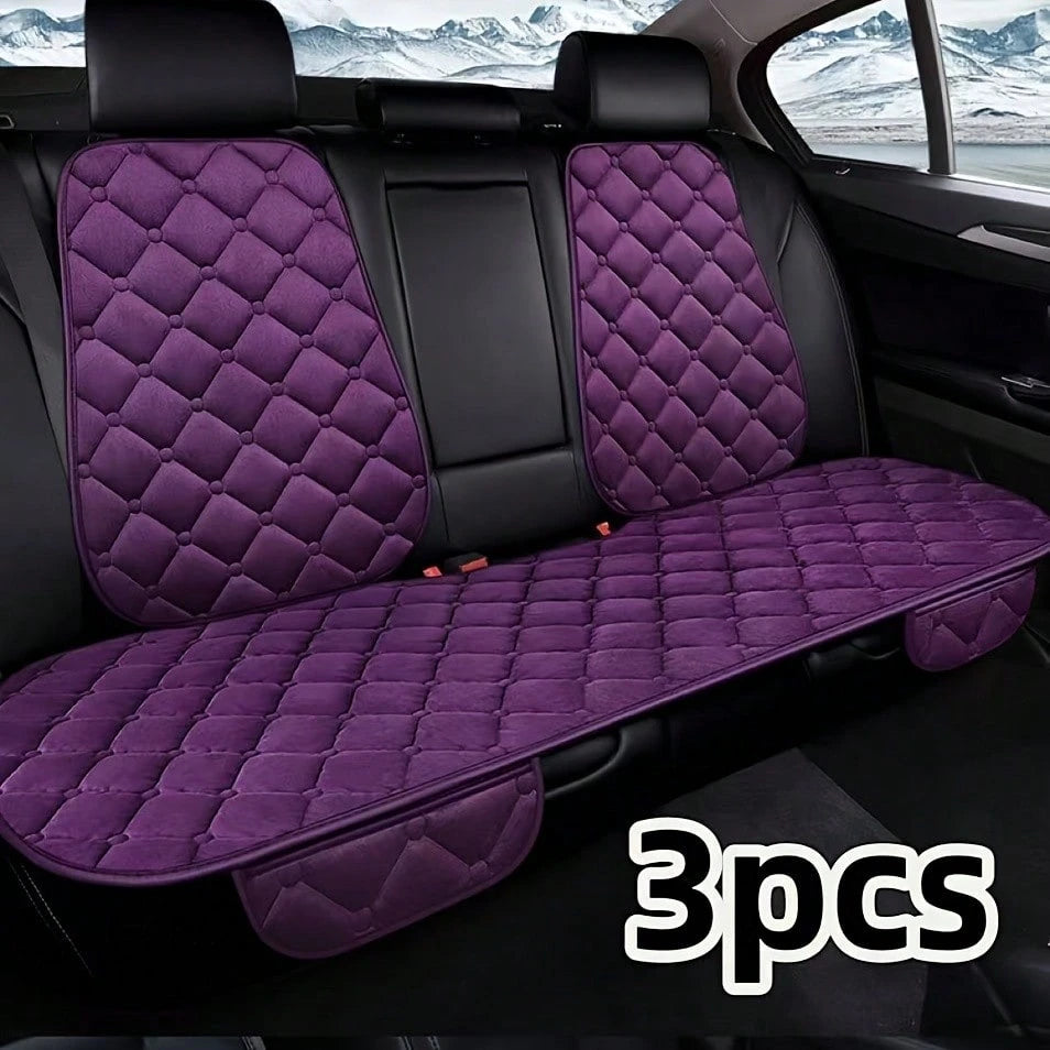 Universal Fit Plush Car Seat Cushion With Storage Pocket- Non-Slip Rubber Bottom, Soft Rectangular Seat Protector For Trucks, Cars, SUVs, Home & Office Chairs- Lightweight, All-Season Comfort