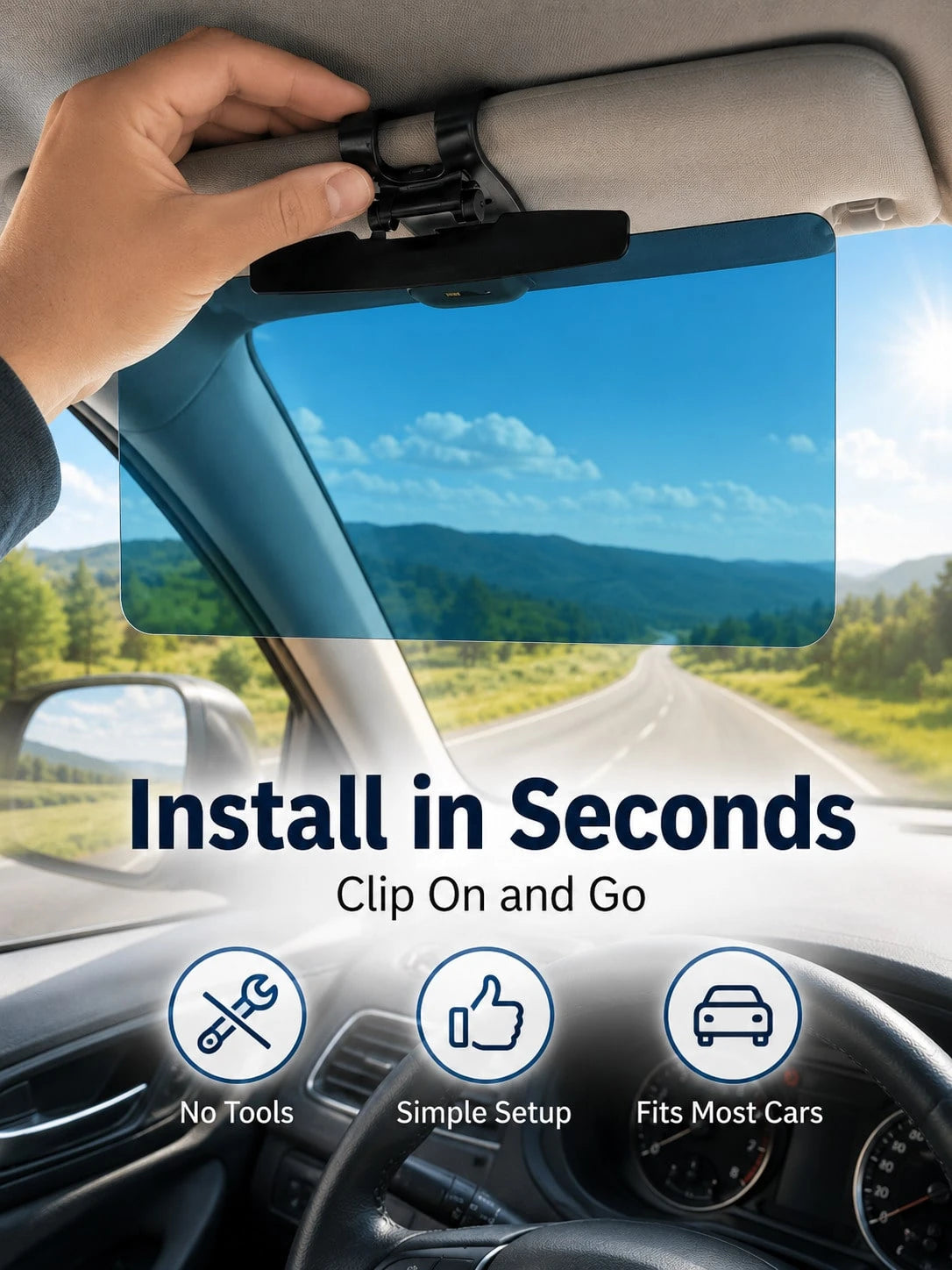 Universal Polarized Anti-Glare Car Sun Visor Extender| Car Window Sun Visor/Car Sun Visor/Windshield Sun Visor| Multi-Functional Protection| Car Sun Visor Extension Design Blocks Glare And UV Rays