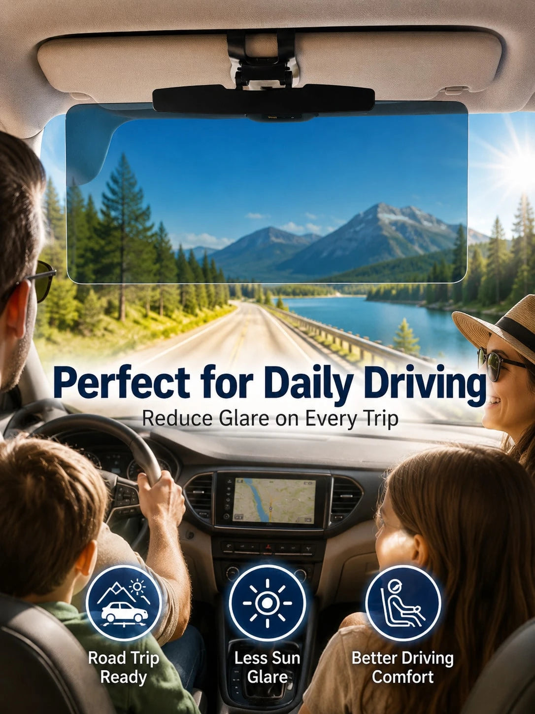 Universal Polarized Anti-Glare Car Sun Visor Extender| Car Window Sun Visor/Car Sun Visor/Windshield Sun Visor| Multi-Functional Protection| Car Sun Visor Extension Design Blocks Glare And UV Rays