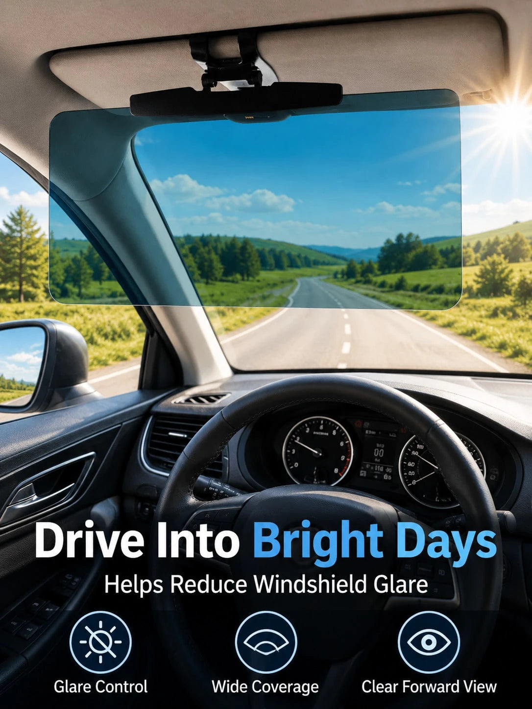Universal Polarized Anti-Glare Car Sun Visor Extender| Car Window Sun Visor/Car Sun Visor/Windshield Sun Visor| Multi-Functional Protection| Car Sun Visor Extension Design Blocks Glare And UV Rays