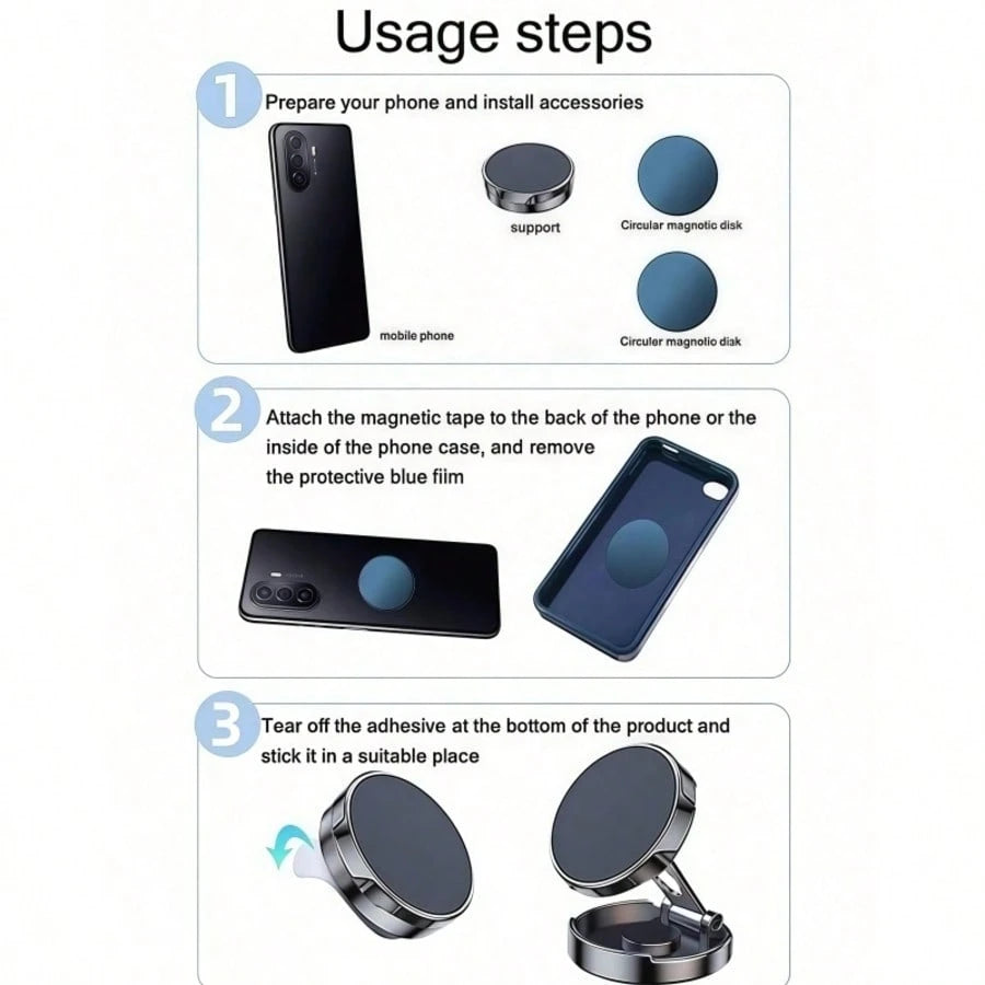 Upgraded 360° Vacuum Magnetic Phone Holder, Magnetic Car Phone Mount, Suitable For Car/Gym/Mirror/Shower, Hands-Free Suction Cup Phone Stand, Birthday Gift For Family And Friends, Car Accessories, Com