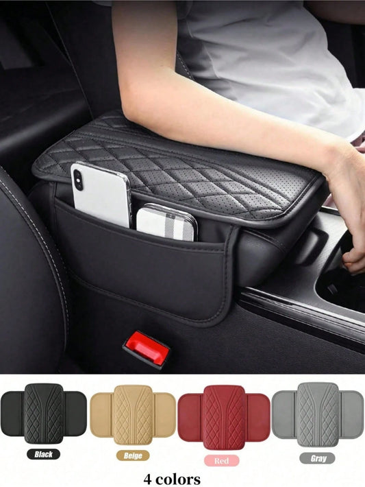 [Upgraded] Car Center Console Cover-Universal Car Interior Accessories With 2 Storage Bags- Premium Nappa Leather Armrest Cover, Scratch & Wear Resistant, Waterproof Car Interior Accessories, Univers