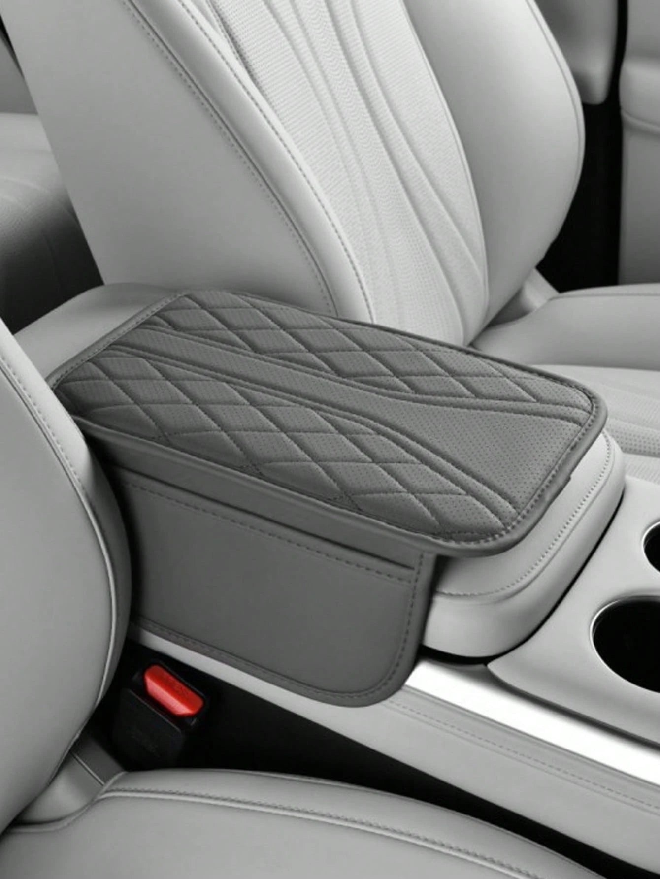 [Upgraded] Car Center Console Cover-Universal Car Interior Accessories With 2 Storage Bags- Premium Nappa Leather Armrest Cover, Scratch & Wear Resistant, Waterproof Car Interior Accessories, Univers