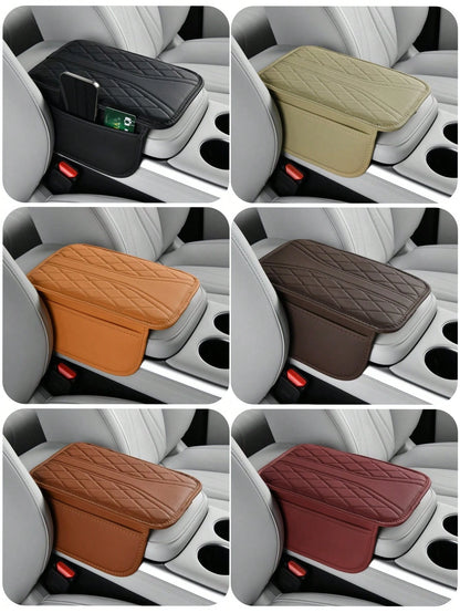 [Upgraded] Car Center Console Cover-Universal Car Interior Accessories With 2 Storage Bags- Premium Nappa Leather Armrest Cover, Scratch & Wear Resistant, Waterproof Car Interior Accessories, Univers