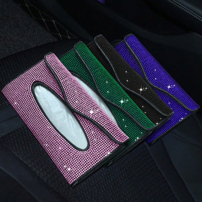 Upgraded Rhinestone Sun Visor Tissue Box, Creative Fashion Napkin Clip & Car Interior Accessories For Women