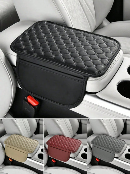 [Upgraded Version] Car Center Console Cover- Universal Car Interior Accessory With 2 Storage Pockets- Premium Nappa Leather Armrest Cover, Scratch-Resistant, Wear-Resistant, Waterproof, Suitable For