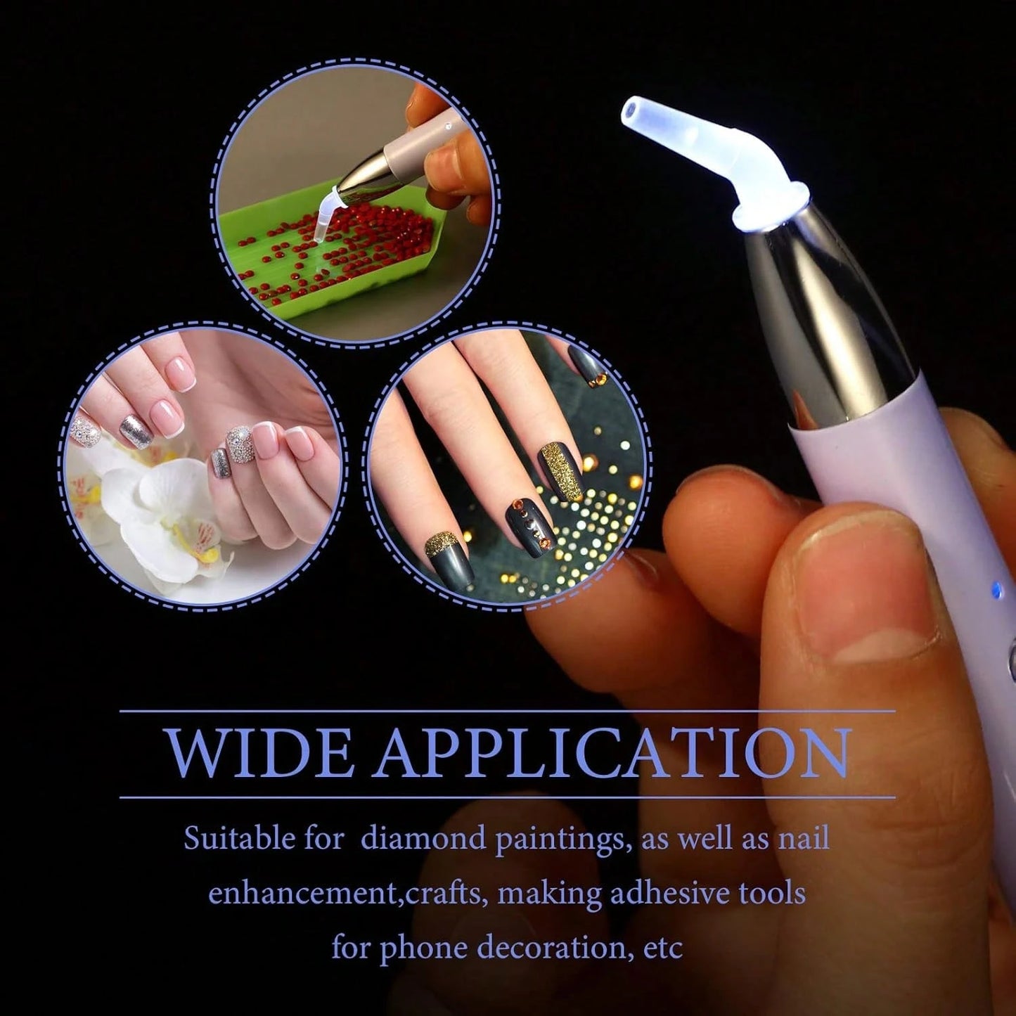 USB Illuminated Pen Set, Includes 6 Replacement Pen Tips, With Magnifier, Suitable For Diamond Painting