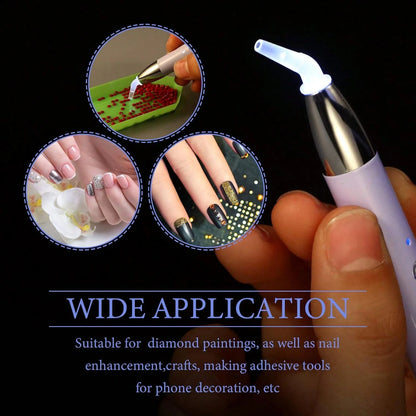 USB Illuminated Pen Set, Includes 6 Replacement Pen Tips, With Magnifier, Suitable For Diamond Painting
