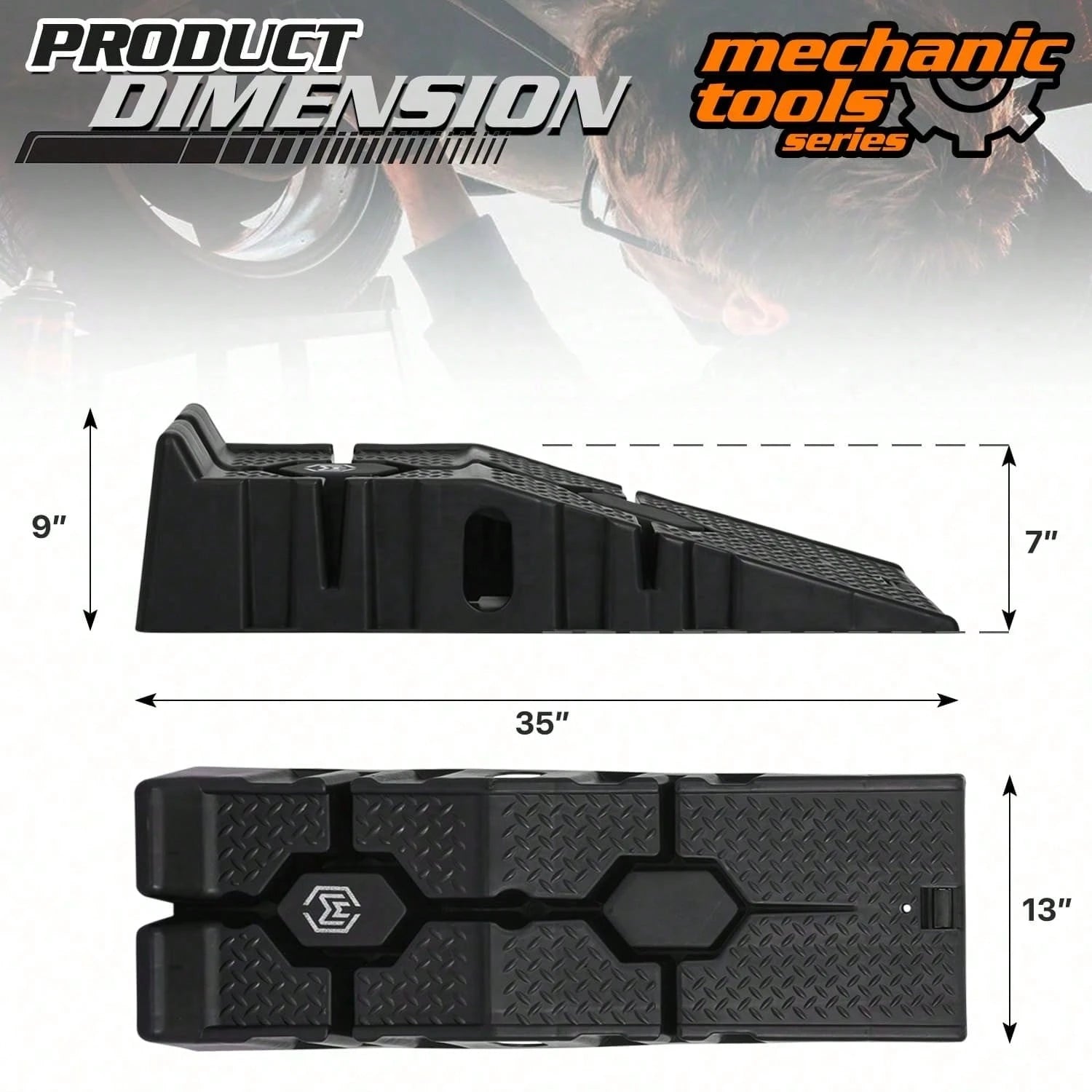 Vehicle Ramp Set Of 2 Universal Drive-On 2-Stage Incline Ramps, 2.5 Ton (5000 Lb) Lifting Capacity, Nestable & Portable Auto Service Ramp