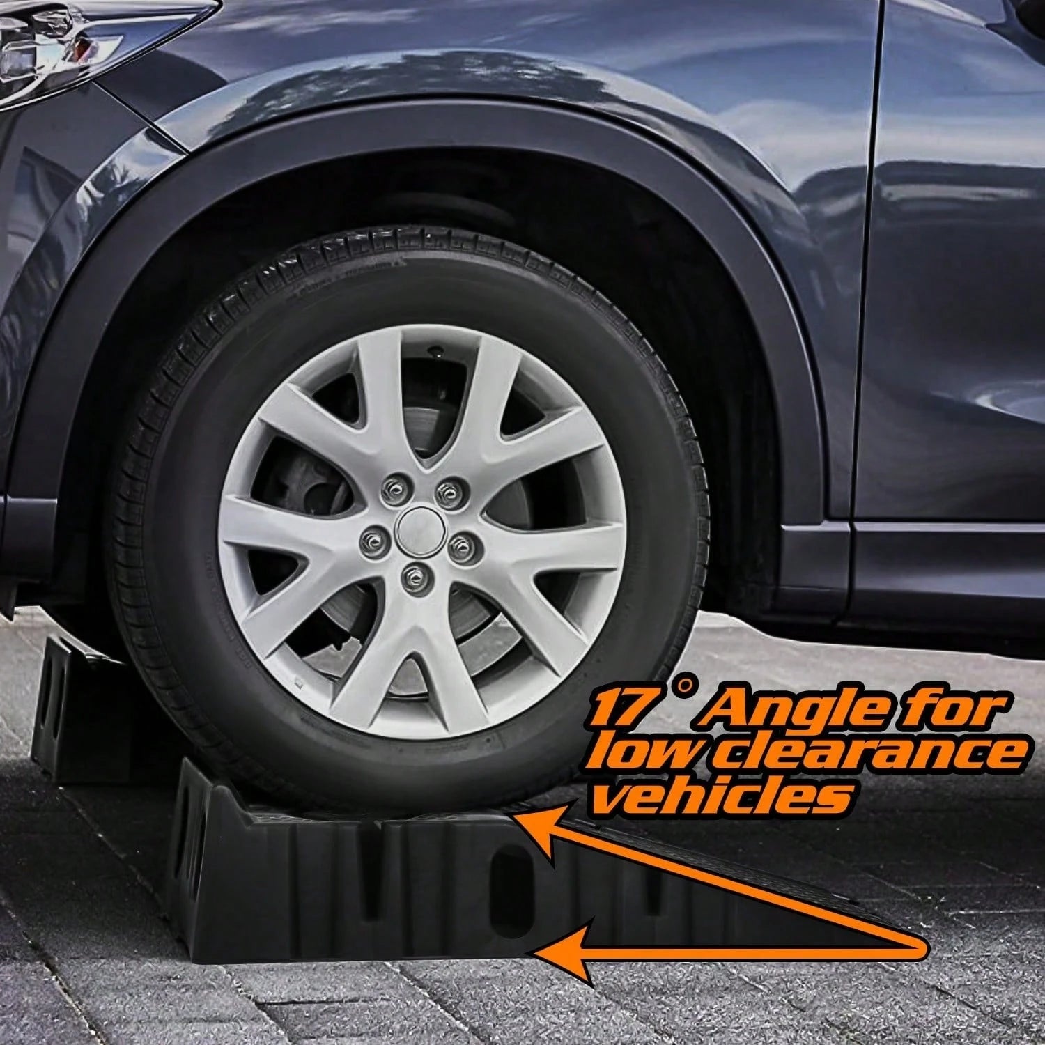 Vehicle Ramp Set Of 2 Universal Drive-On 2-Stage Incline Ramps, 2.5 Ton (5000 Lb) Lifting Capacity, Nestable & Portable Auto Service Ramp
