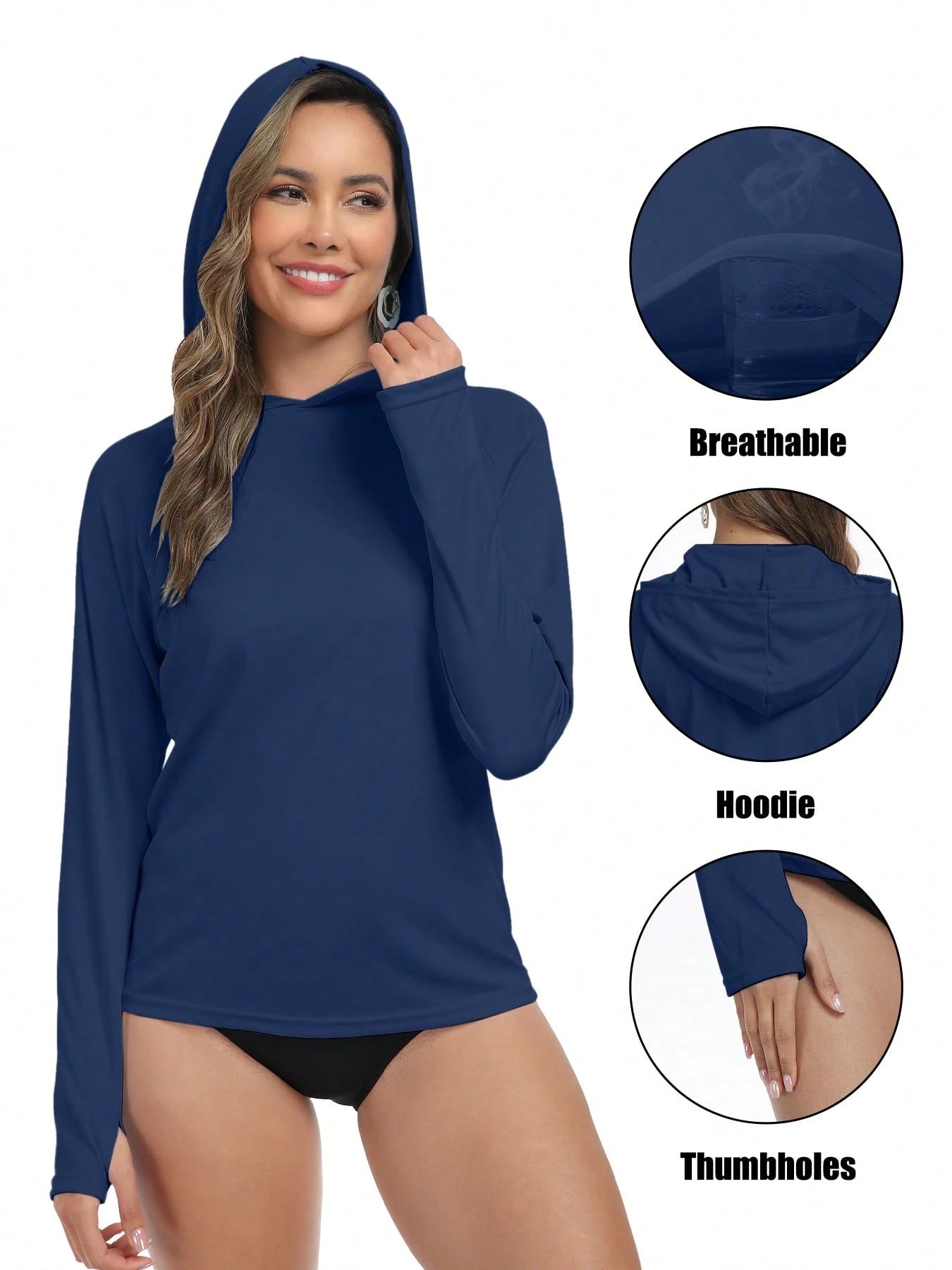 Veldtholos 4 Pack Women's Sun Protection Hoodie UPF SPF Long Sleeve Hiking Fishing Athletic Shirts Lightweight Rash Guards