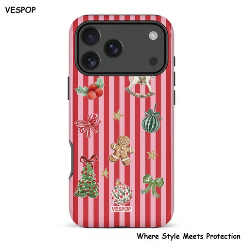 VESPOP Christmas Pattern Phone Case, Thickened 2-In-1 Full Coverage Design, Provides All-Around Protection- For IPhone 18/17/16/15/14/13/12/11 Pro Max/Pro Plus/12 Mini/13 Mini, Compatible With Galaxy
