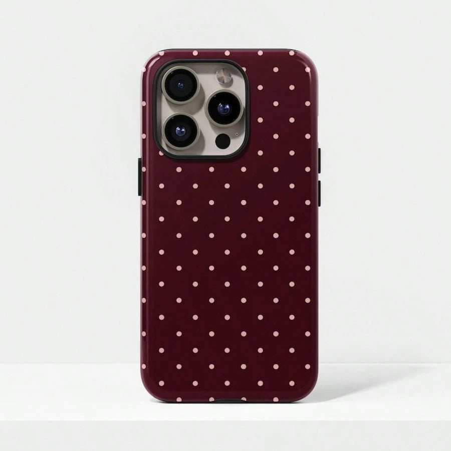VESPOP Cute Pink Polka Dot Pattern Fashion Red Base Phone Case, Y2K Style. Compatible With IPhone 17, 16, 15, 14, 13, 12, 11 Pro Max Plus Models, International Version, Not The Domestic Version Spring