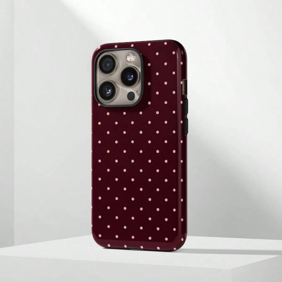 VESPOP Cute Pink Polka Dot Pattern Fashion Red Base Phone Case, Y2K Style. Compatible With IPhone 17, 16, 15, 14, 13, 12, 11 Pro Max Plus Models, International Version, Not The Domestic Version Spring