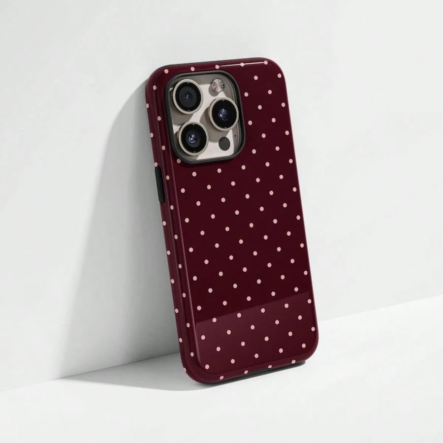 VESPOP Cute Pink Polka Dot Pattern Fashion Red Base Phone Case, Y2K Style. Compatible With IPhone 17, 16, 15, 14, 13, 12, 11 Pro Max Plus Models, International Version, Not The Domestic Version Spring