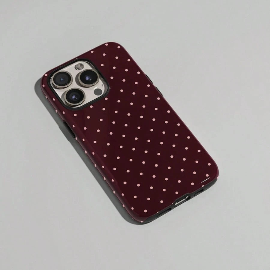 VESPOP Cute Pink Polka Dot Pattern Fashion Red Base Phone Case, Y2K Style. Compatible With IPhone 17, 16, 15, 14, 13, 12, 11 Pro Max Plus Models, International Version, Not The Domestic Version Spring