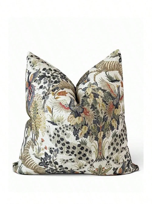Vintage Floral Pillow Cover| Neutral Botanical Cushion Cover| Closure