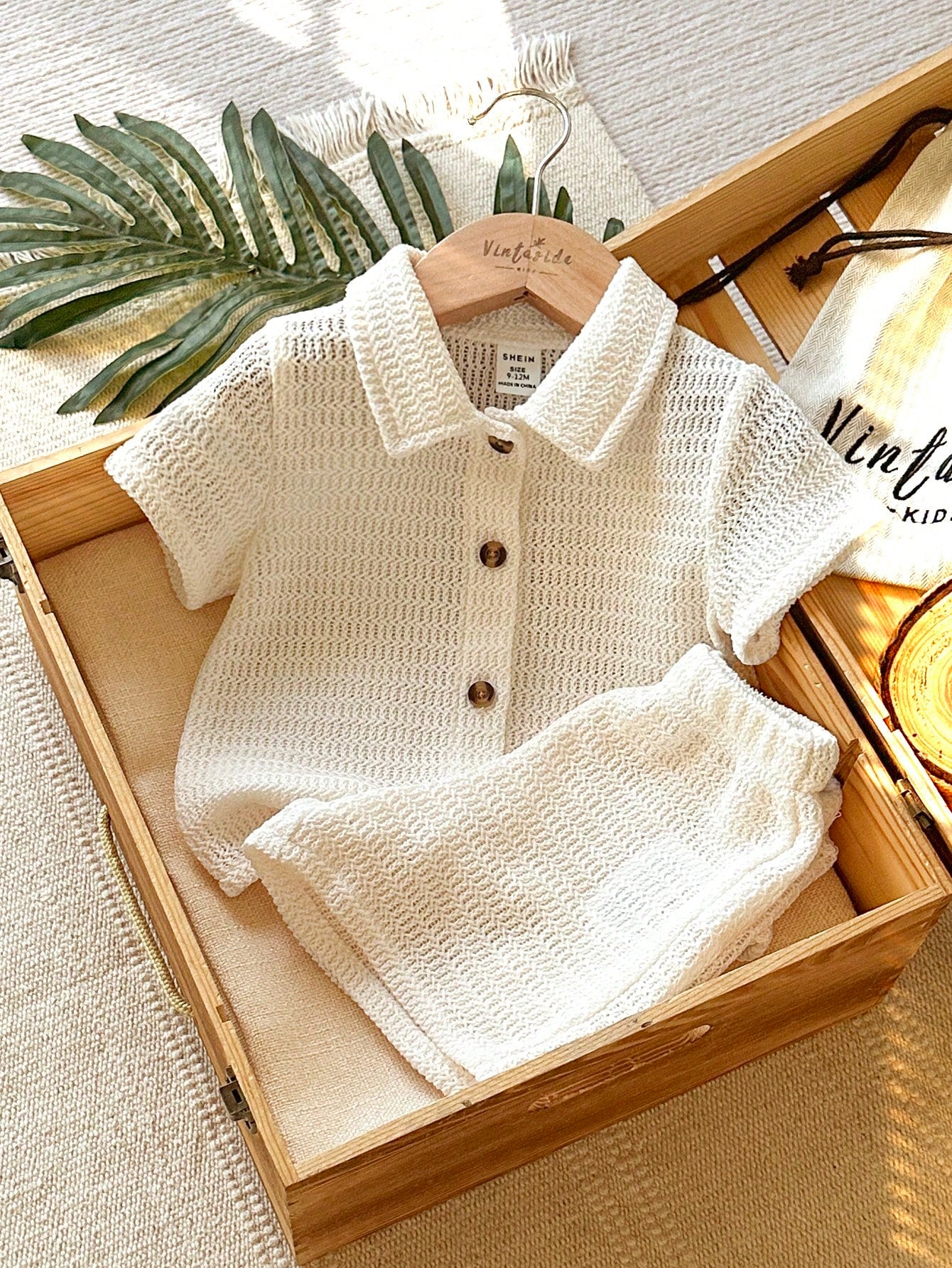 Vintaside Kids 2pcs Baby Boy Shirt & Shorts Set, Countryside Style, Special Textured Fabric, Comfortable Linen Blend, Versatile Casual Outfit