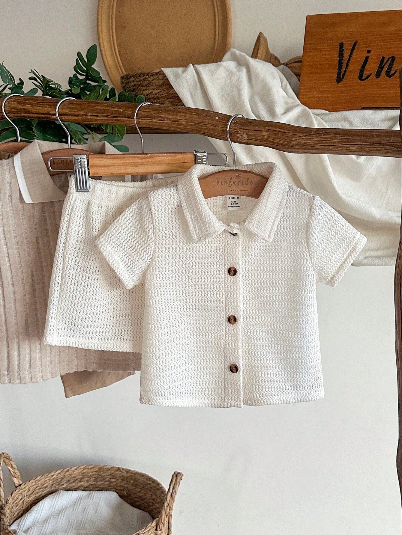 Vintaside Kids 2pcs Baby Boy Shirt & Shorts Set, Countryside Style, Special Textured Fabric, Comfortable Linen Blend, Versatile Casual Outfit