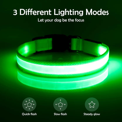 Vizpet LED Dog Collar, Glowing Dog Collar, Adjustable USB Rechargeable Super Bright Safety Luminous Collar, Pet Glow Collar, Night Safety Flashing Dog Collar, Adjustable