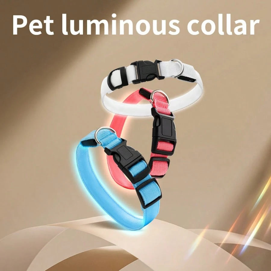 Vizpet LED Dog Collar, Glowing Dog Collar, Adjustable USB Rechargeable Super Bright Safety Luminous Collar, Pet Glow Collar, Night Safety Flashing Dog Collar, Adjustable