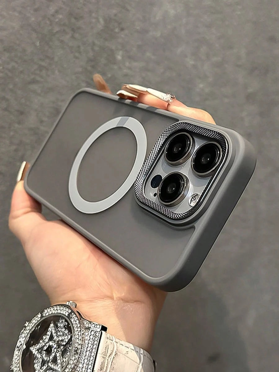 VOUVI Shockproof Magnetic Diamond Lens Frosted Case Compatible With IPhone 17 16 15 14 13 12 11 Pro Max Phone Cover Compatible With 17 Air 16 15 14 Plus Phone Accessories Advanced Male And Female Phon