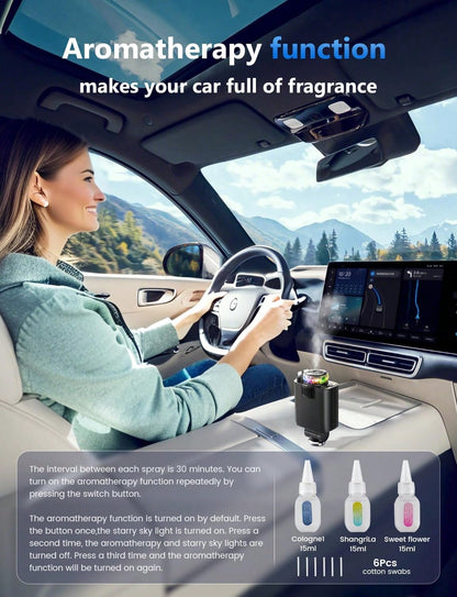 W&O Smart Car AromaRelax Projection Red- Light Suitable For Parties, Cars, Families, E-Sports,Nightlight Feature, Perfect Car Gift,Modern Vehicle Scent Enhancer,Three-In-One Multifunctional Car Charge