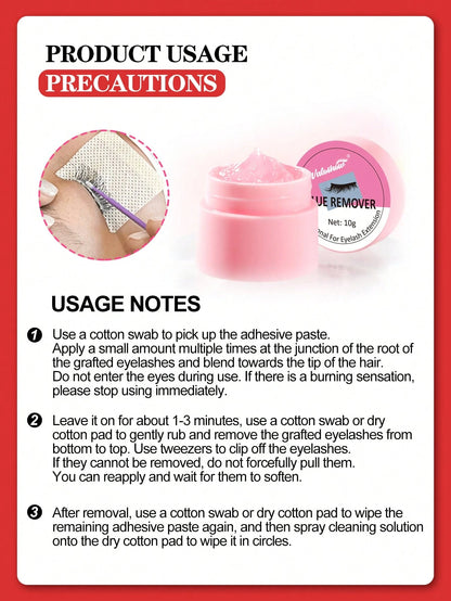 Waloshow 10g Professional Eyelash Extension Remover Glue- Fast & Painless Eyelash Extension Removal- Non-Irritating- 0.35oz Individual Packaging Eyelash Glue