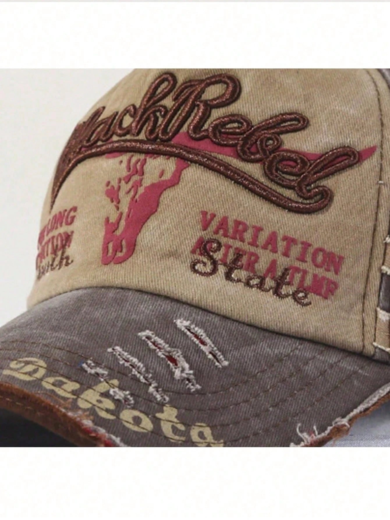 Washed Distressed Ripped Baseball Cap "AFIFR A TLMF" Design Unisex Outdoor Casual Sports Trucker Curved Brim Hat Fishing Portable Fashion Versatile Colorblock