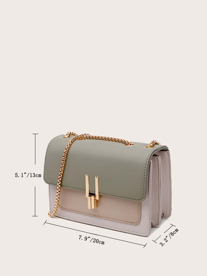 Waterproof,Lightweight,Business Casual Mini Color Block Flap Chain Shoulder Bag For Teen Girls Women College Students,Rookies & White-collar Workers Perfect for Office,College,Work,Business,Commute