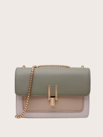 Waterproof,Lightweight,Business Casual Mini Color Block Flap Chain Shoulder Bag For Teen Girls Women College Students,Rookies & White-collar Workers Perfect for Office,College,Work,Business,Commute