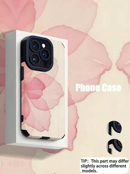 WeiMi 1pc Fashionable Floral Vertical Striped Faux Leather Protective Soft Phone Case Compatible With Iphone And 16/16PLUS/16PRO/16PROMAX