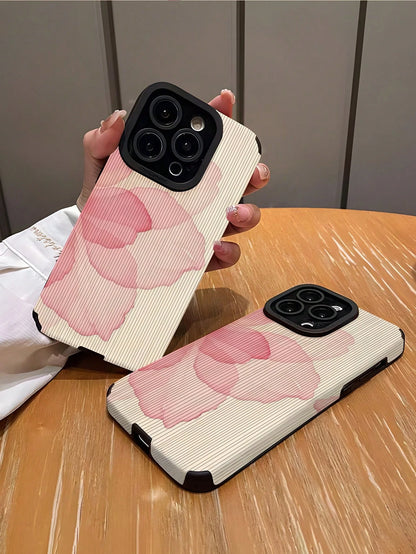 WeiMi 1pc Fashionable Floral Vertical Striped Faux Leather Protective Soft Phone Case Compatible With Iphone And 16/16PLUS/16PRO/16PROMAX