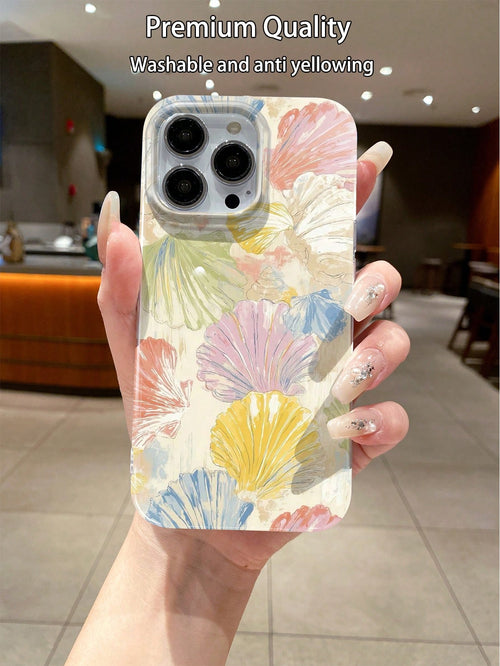 WeiMi 1pc Fashionable Seashell Pattern Shock-Proof, Anti-Slip, Transparent TPU+PC Protective Phone Case, Compatible With Iphone
