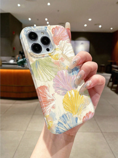 WeiMi 1pc Fashionable Seashell Pattern Shock-Proof, Anti-Slip, Transparent TPU+PC Protective Phone Case, Compatible With Iphone