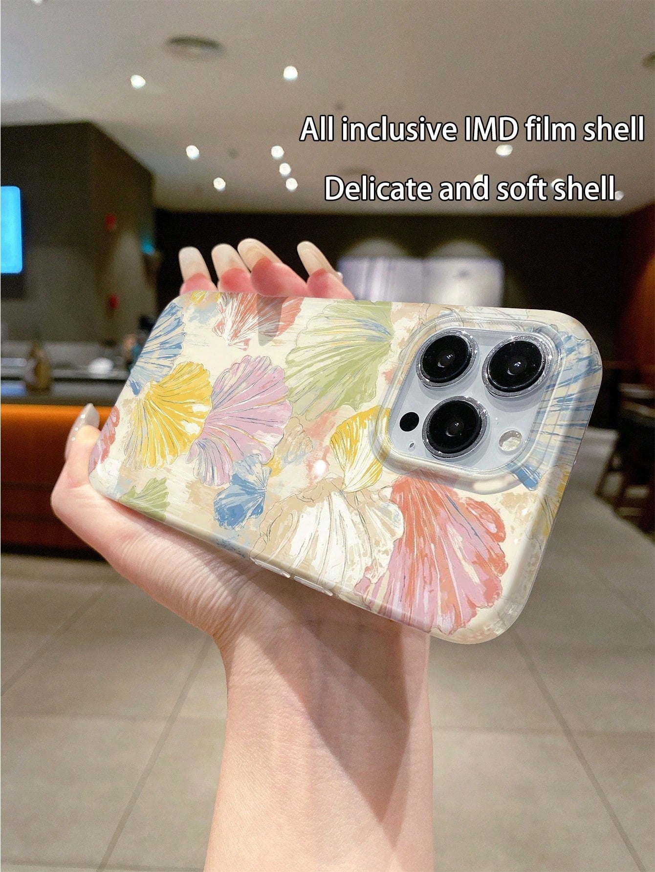 WeiMi 1pc Fashionable Seashell Pattern Shock-Proof, Anti-Slip, Transparent TPU+PC Protective Phone Case, Compatible With Iphone