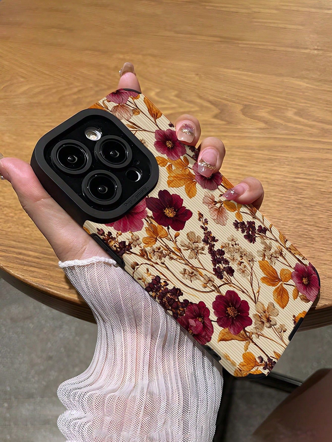 WeiMi 1pc Vintage Floral Vertical Striped Faux Leather Protective Soft Phone Case, Compatible With Apple And Phones 16/16PLUS/16PRO/16PROMAX