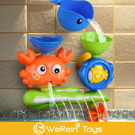 WeRein Baby Bath Toy Crab/Dinosaur/Sunflower Water Suction Cup Bath Toy/Spray Sprinkler Flower Shower Watering Toy For Toddlers Infants Bathtub Fun Play,New Year Gift,Baby's Favorite Toy, Baby Gift