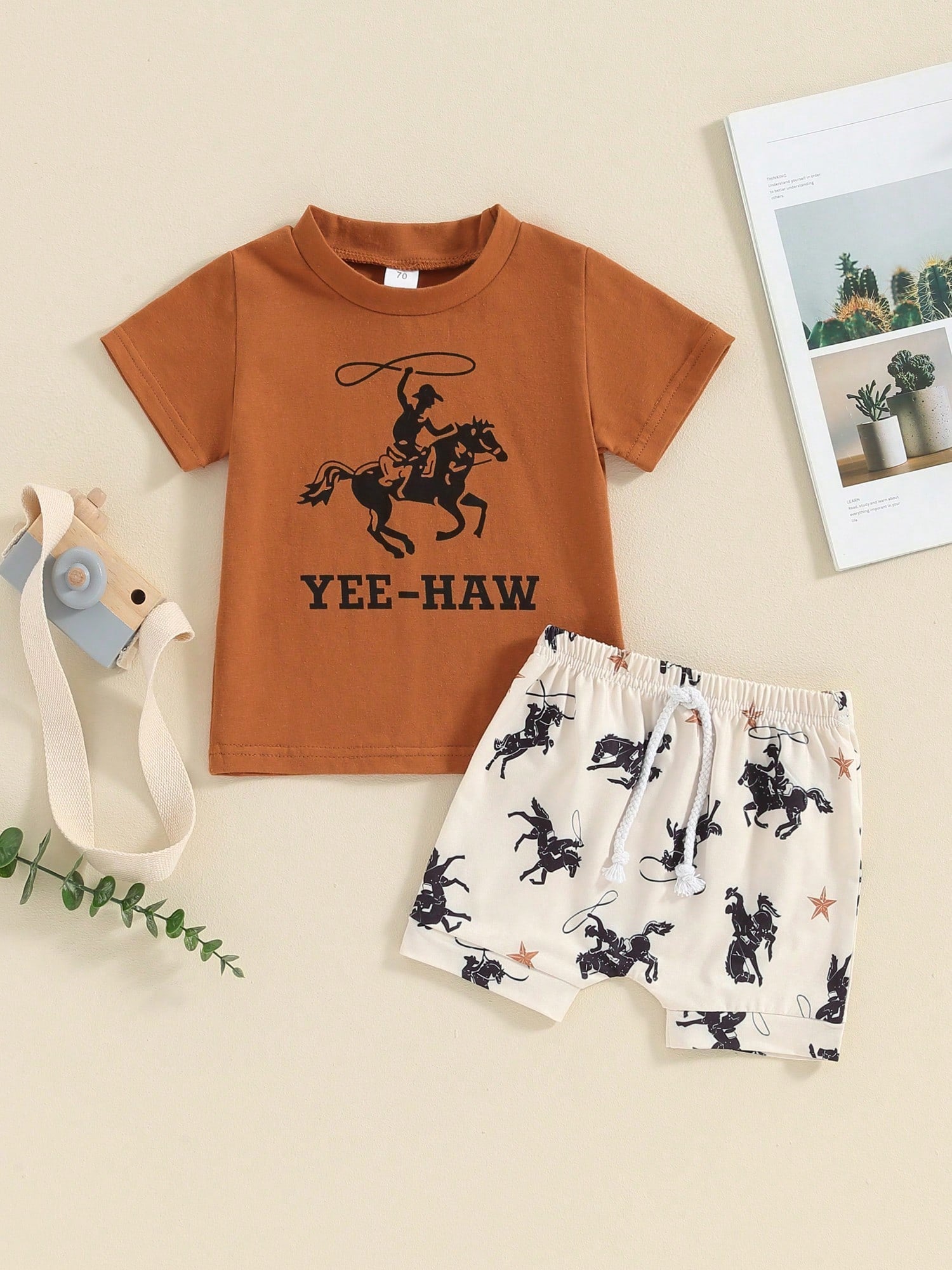 Western Baby Boy Outfit Mama's Little Cowboy Short Sleeve T-Shirt Top Shorts Set Toddler Boy Western Summer Clothes