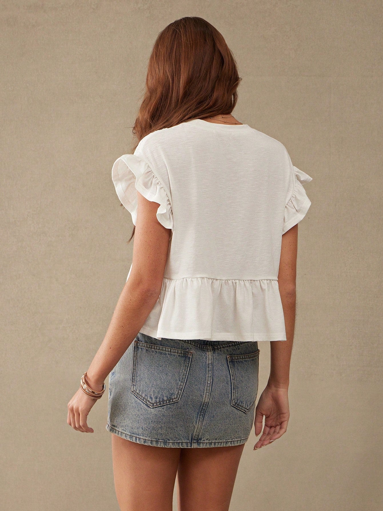 WESTFADE Lace Trim Tiered Ruffle Short Sleeve White Babydoll Top Summer, Casual, Beach, Vacation, Holiday, Country, Western, Female Country Look, Cowgirl