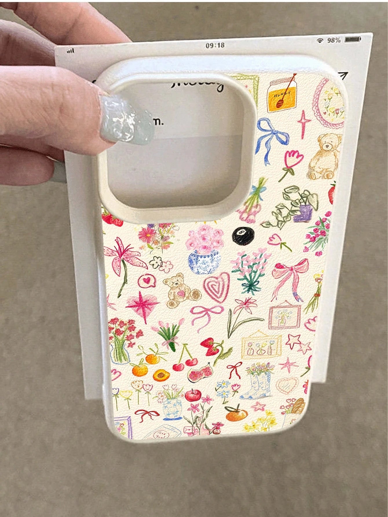 White Floral Elements Fashion Phone Case Bow Knot 1pc Watercolor Floral Pattern Soft Protective Phone Case Waterproof Anti-Drop Anti-Slip Compatible With Apple And Phones Shockproof Scratch Resistant
