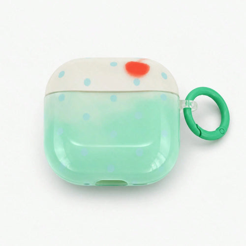 White & Green Polka Dot Contrast Color Apple Earphone Case With Ring, Compatible With AirPods Case 2/3/4/Pro/Pro2/Pro3, Anti-Drop Earphone Shell, Gift, Fashion Accessory, Combines Aesthetics And Pract