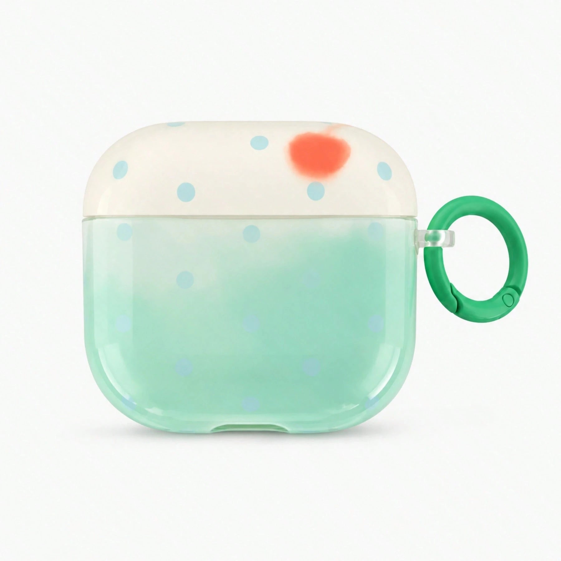 White & Green Polka Dot Contrast Color Apple Earphone Case With Ring, Compatible With AirPods Case 2/3/4/Pro/Pro2/Pro3, Anti-Drop Earphone Shell, Gift, Fashion Accessory, Combines Aesthetics And Pract