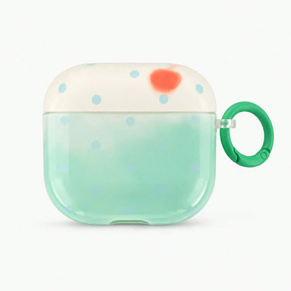 White & Green Polka Dot Contrast Color Apple Earphone Case With Ring, Compatible With AirPods Case 2/3/4/Pro/Pro2/Pro3, Anti-Drop Earphone Shell, Gift, Fashion Accessory, Combines Aesthetics And Pract